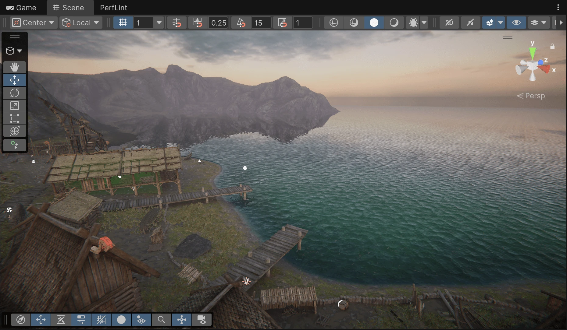 The same Unity scene: the water renders correctly again after PerfLint's compile-verified migration fix